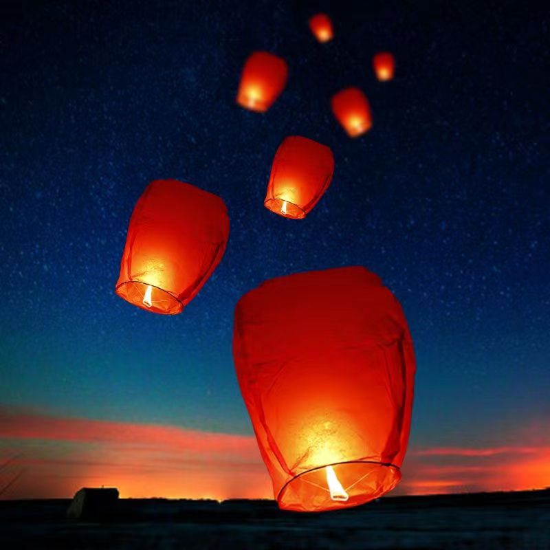 Sky Lantern blessing light Pure color kongming light heart vows romantic wish Candle party lantern