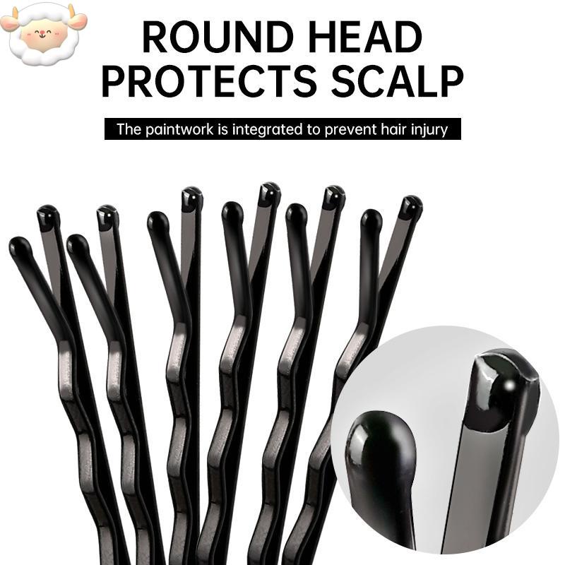 Black Bobby Pins Simple Invisible Flat Wavy Shape Hairpin Bride Girl ...