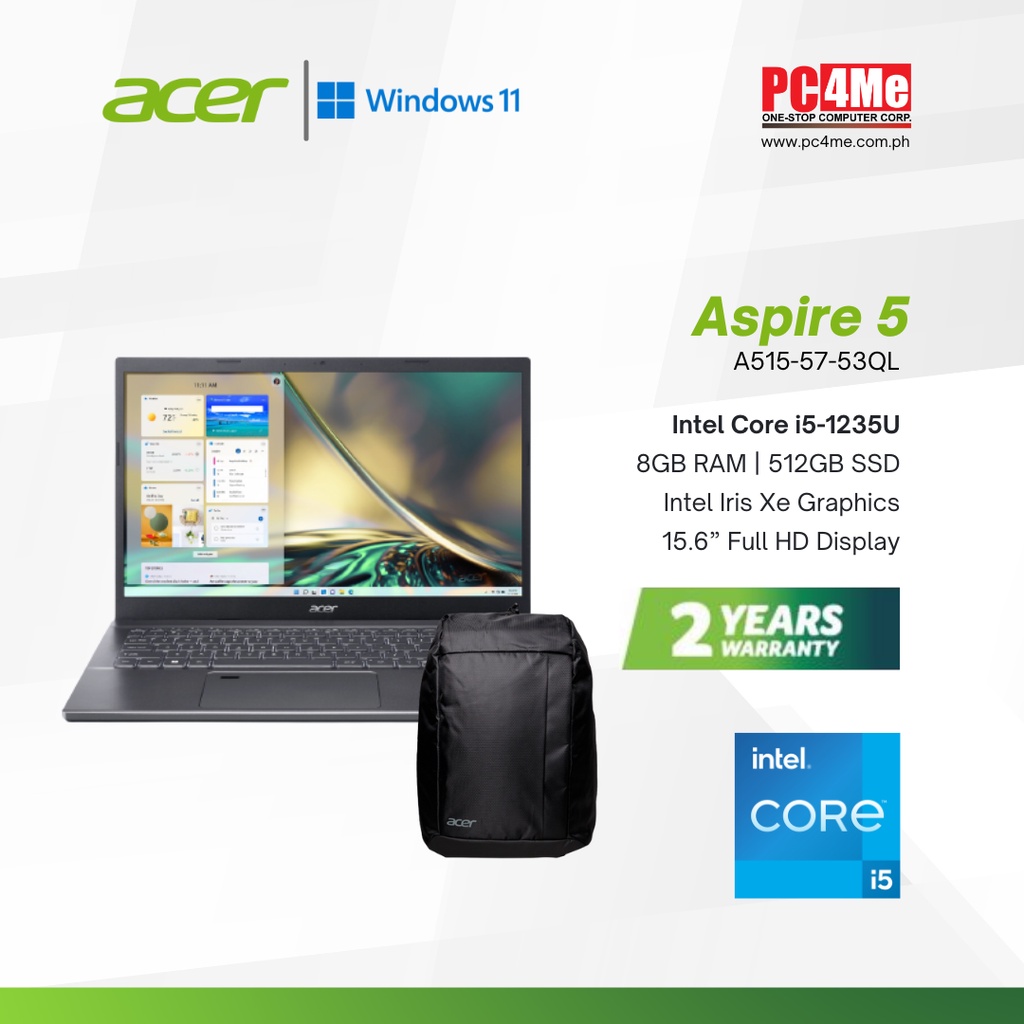 Acer Aspire 5 A515-57-53QL | 15.6" HD | Intel Core I5-1235U | 8GB DDR4 ...