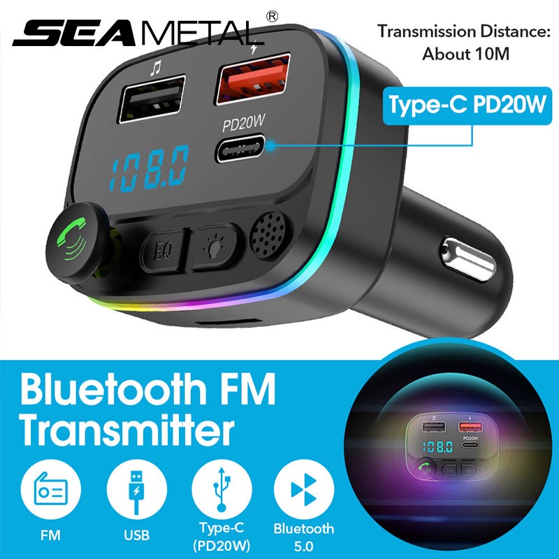 Car Charger Bluetooth FM Transmitter Mp3 Player QC3.0 PD 20W Typec USB
