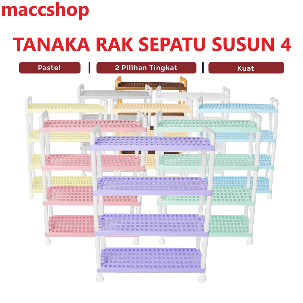 Tanaka SHOE RACK STACKING 4 AND 3 COLORS PASTEL MACARON MULTIPURPOSE ...