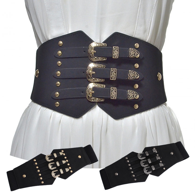 Slimming Body Belt Vintage Pin Buckle Leather Cummerbunds Dresses Skirt