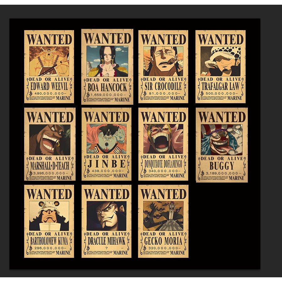 Anime One Piece Wanted Order 24 Sets Wanted Order Poster Wall ...