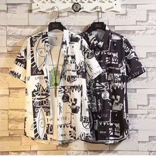 Men Loose Shirt Japanese Style Long Sleeve Floral Print Casual Tops Oversize