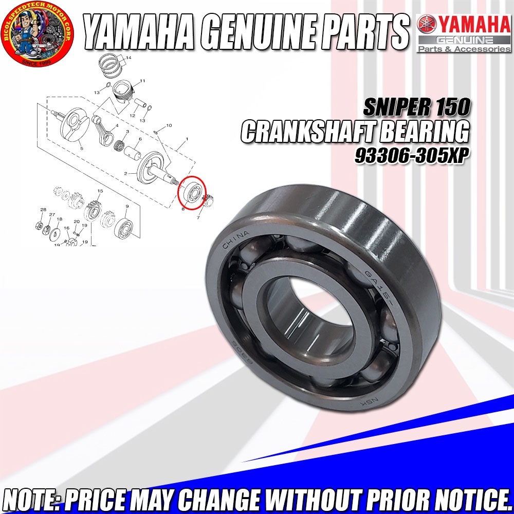 SNIPER 150 CRANKSHAFT BEARING (YGP) (Genuine 93306305XP) Shopee