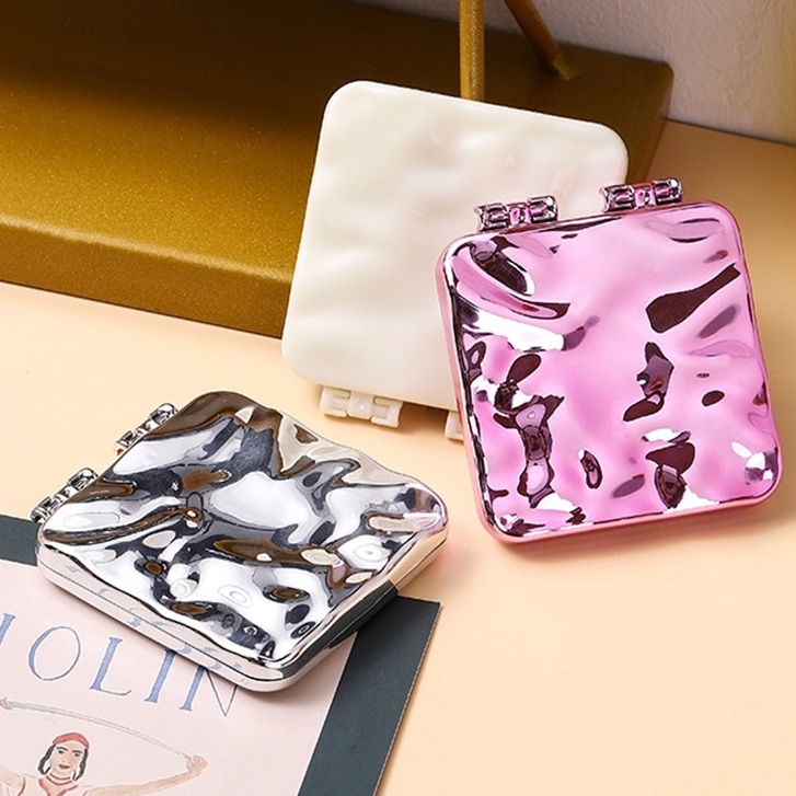 Portable Electroplated Small Mirror Folding Makeup Mirror Handheld