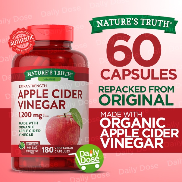 Nature S Truth Vitamins Extra Strength Apple Cider Vinegar 1200mg Capsules Shopee Philippines