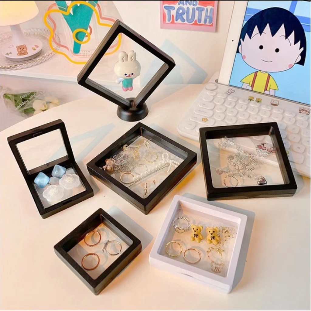 Floating Frame 3D Display Jewelry Case Box Suspension Storage PE Film