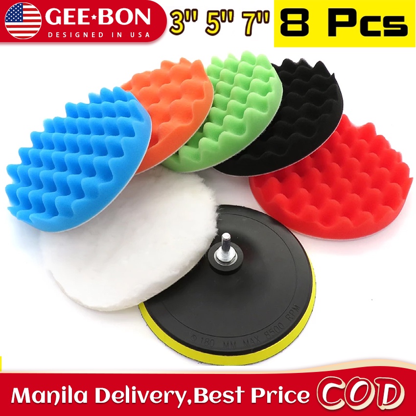 GEEBON Car Polishing and Buffing Pad 8pcs 3/5/7inch Shopee Philippines