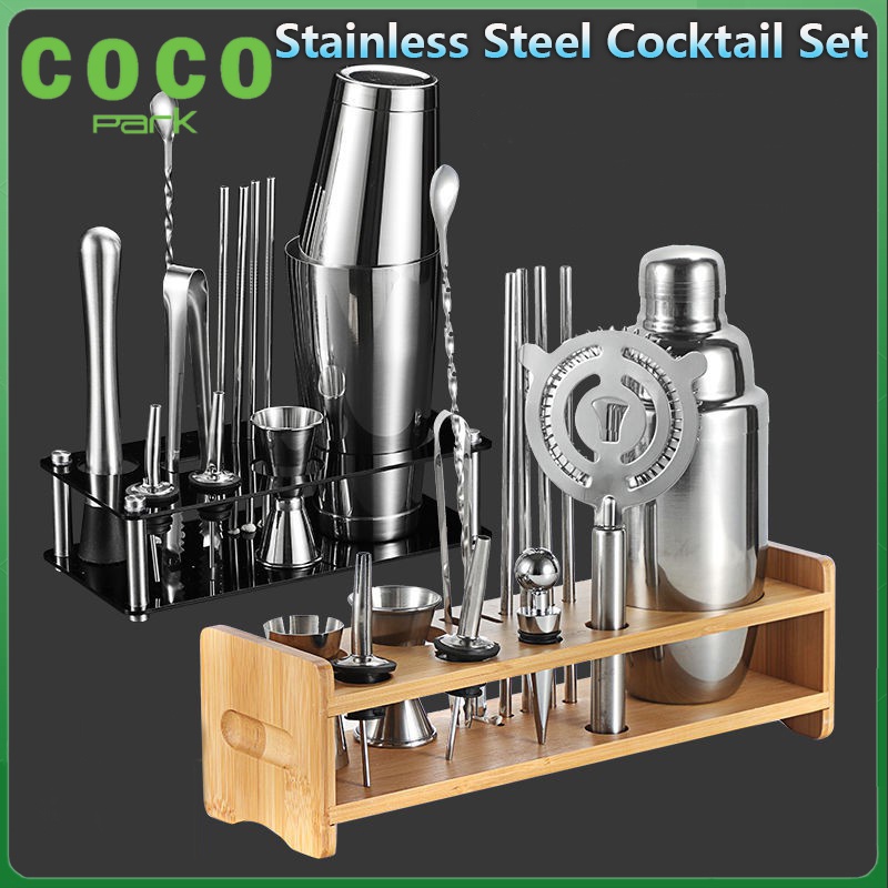 Stainless Steel Cocktail Shaker Bar Mixer Set Bartender Shaker With Wine Stand Bartender Tools