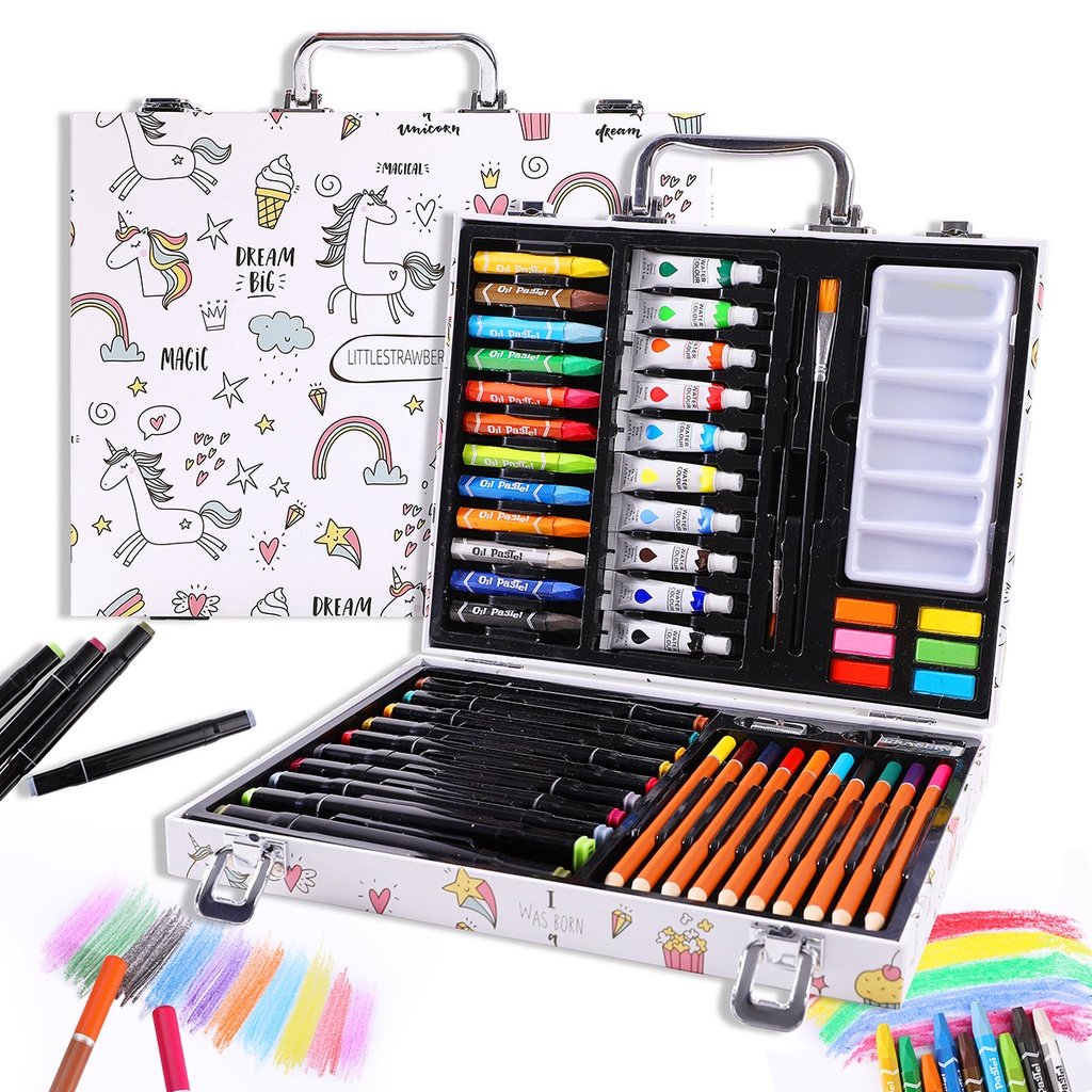 53 PCS Coloring Set Colorful Pencil Crayon and Oil Painting Brush Set ...