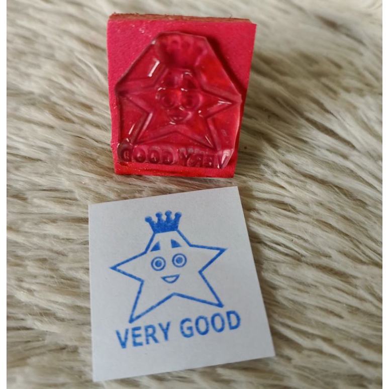 STAR / GOOD / VERY GOOD/ PERFECT / EXCELLENT wood handle rubber stamp ...