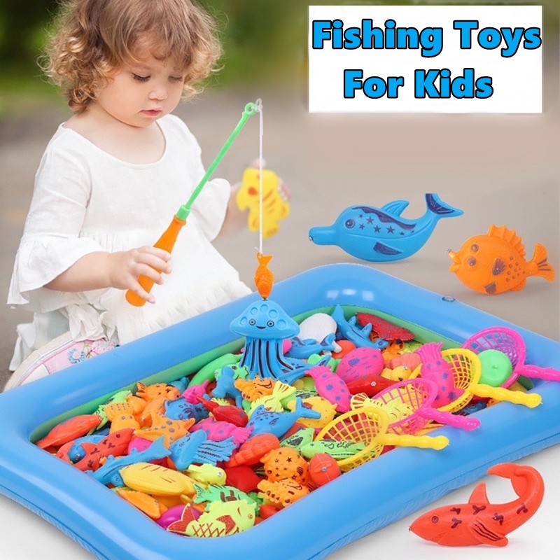 Magnetic Fishing Toy Classic Fishing Net Rod Children's Inflatable ...