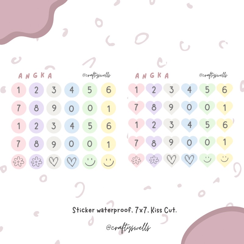 Number stickers, number stickers, deco stickers, aesthetic stickers ...