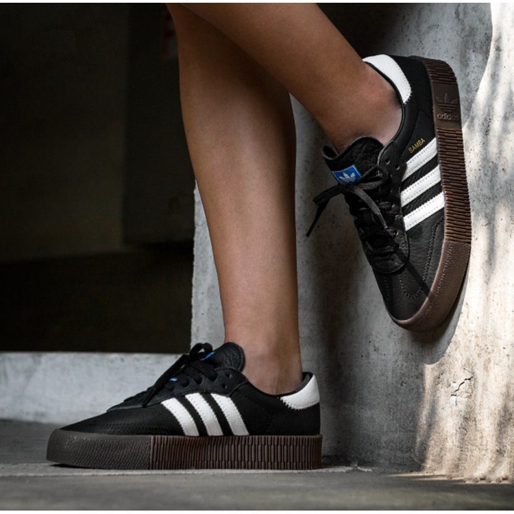 High quality Adidas SAMBA ROSE Clover Men s Women s Shoes Black White Thick Soled Heightening Sneakers Platform Shoes Ready Stock Shopee Philippines