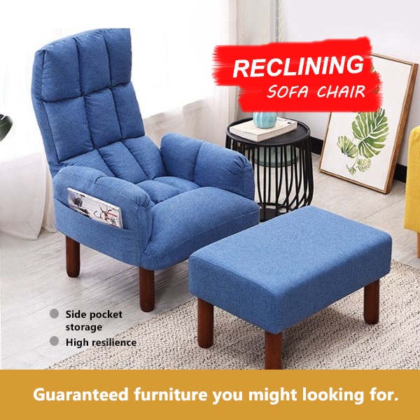 flannel Lazy sofa chair Foldable reclining chair with footrest Home