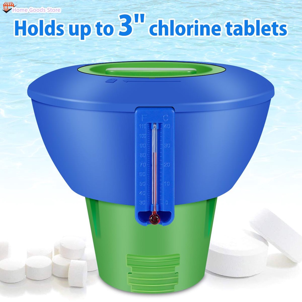 Floating Chlorine Dispenser Pools Chemical Dispenser with Thermometer