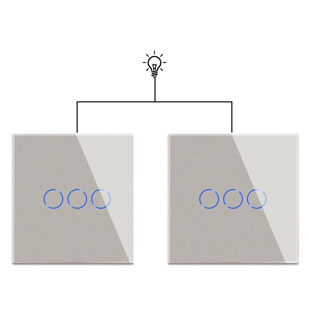 Bingoelec 3 Gang Intermediate Stair Switch EU Master Slave Light Touch