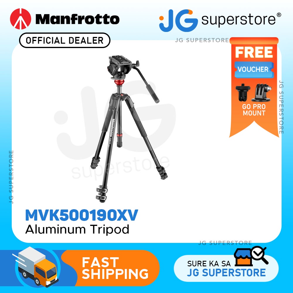 Manfrotto 500 Fluid Video Head with 190X Video Aluminum Tripod