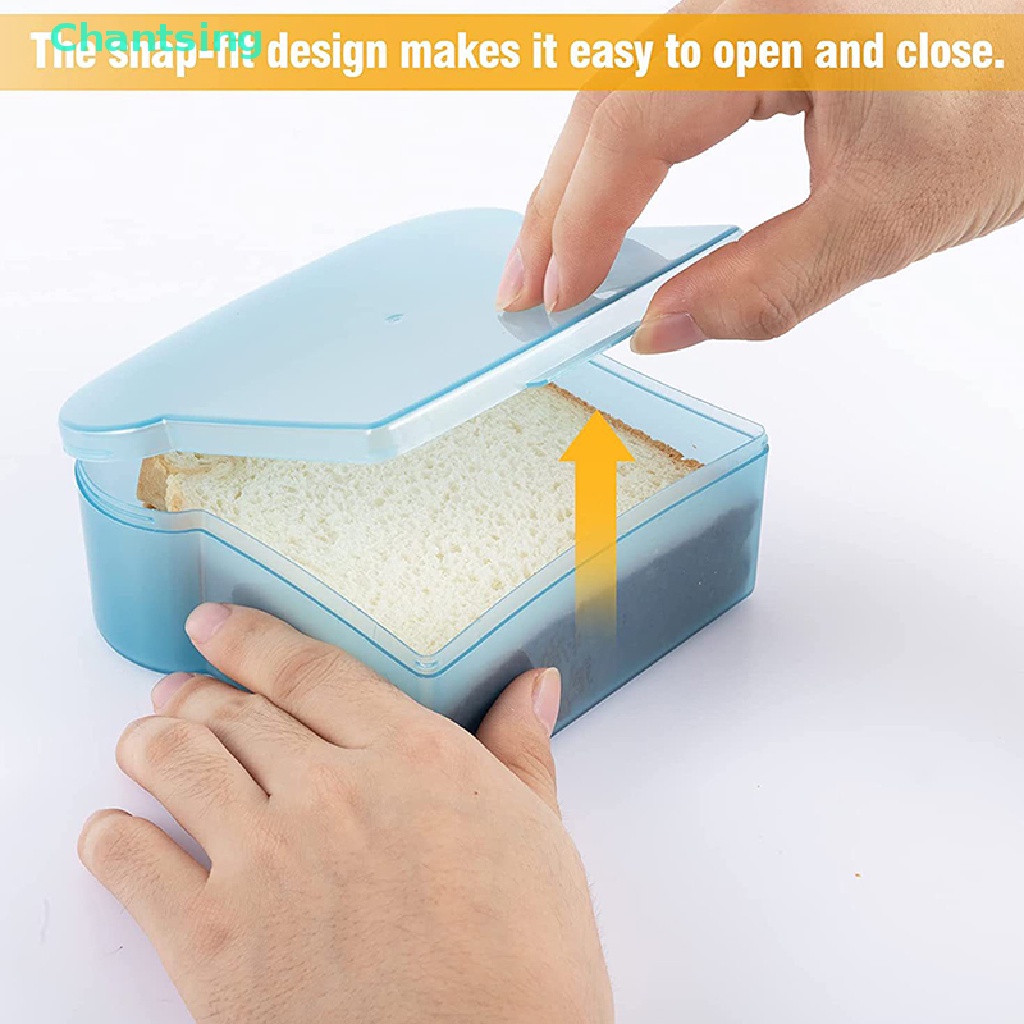 Plastic Sandwich Container with Lid Reusable Food Storage Lunch Box On