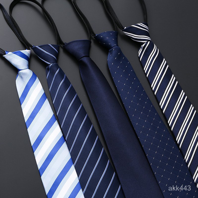 Men's business suit zipper tie bridegroom's wedding blue stripe Korean ...