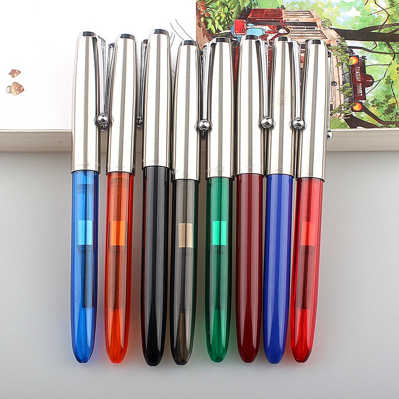 Jinhao 51 Fountain Pen, Steel Metal Cap, Beautiful Color Transparent ...