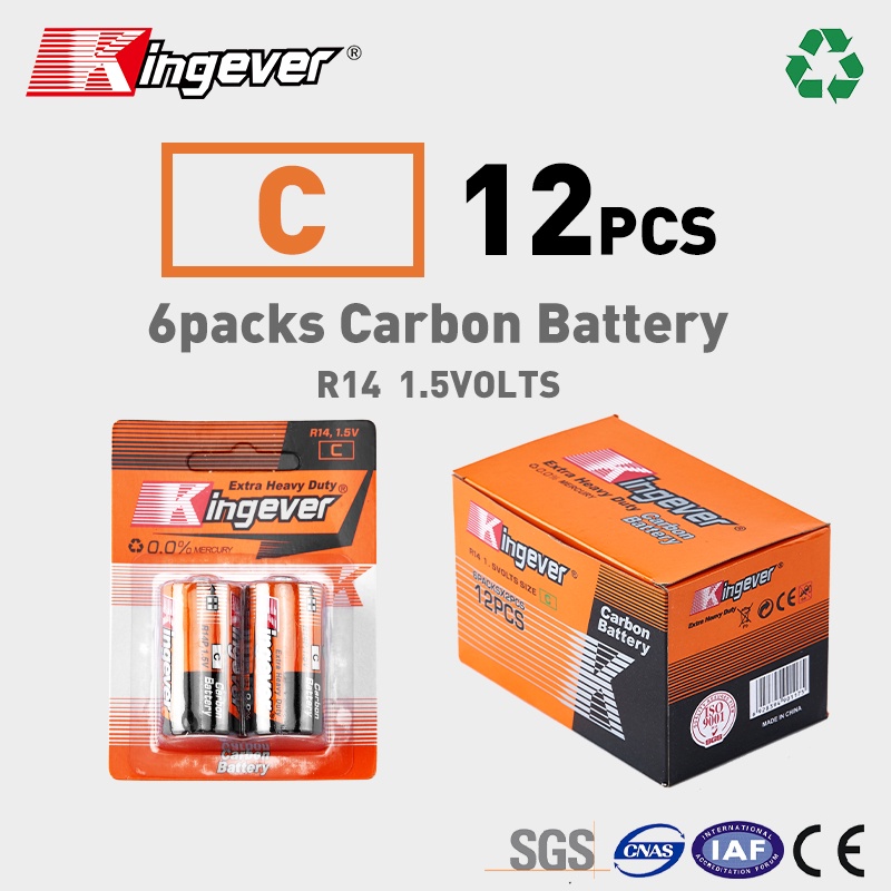 Kingever Extra Heavy Duty R14 C Battery 6 Packs 12PCS Shopee Philippines
