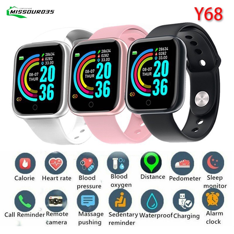 COD Macaron Y68 Smart Watch D20 Waterproof Bluetooth Sport SmartWatch ...