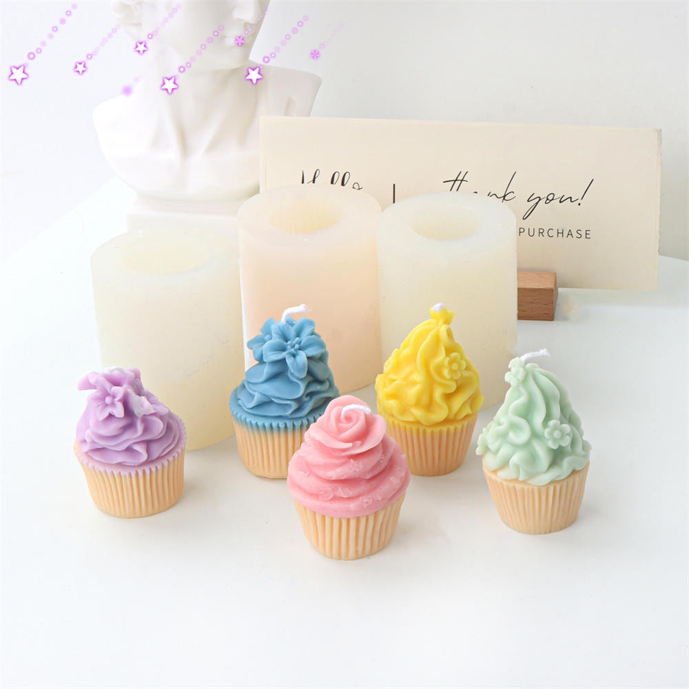 Muffin Cup Ice Cream Candle Mold Diy Birthday Decoration Candle Rose