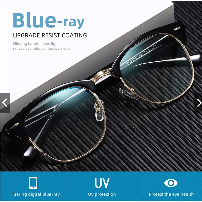 100% Legit Anti Radiation Blue Light Blocking Glasses Retro Semi ...