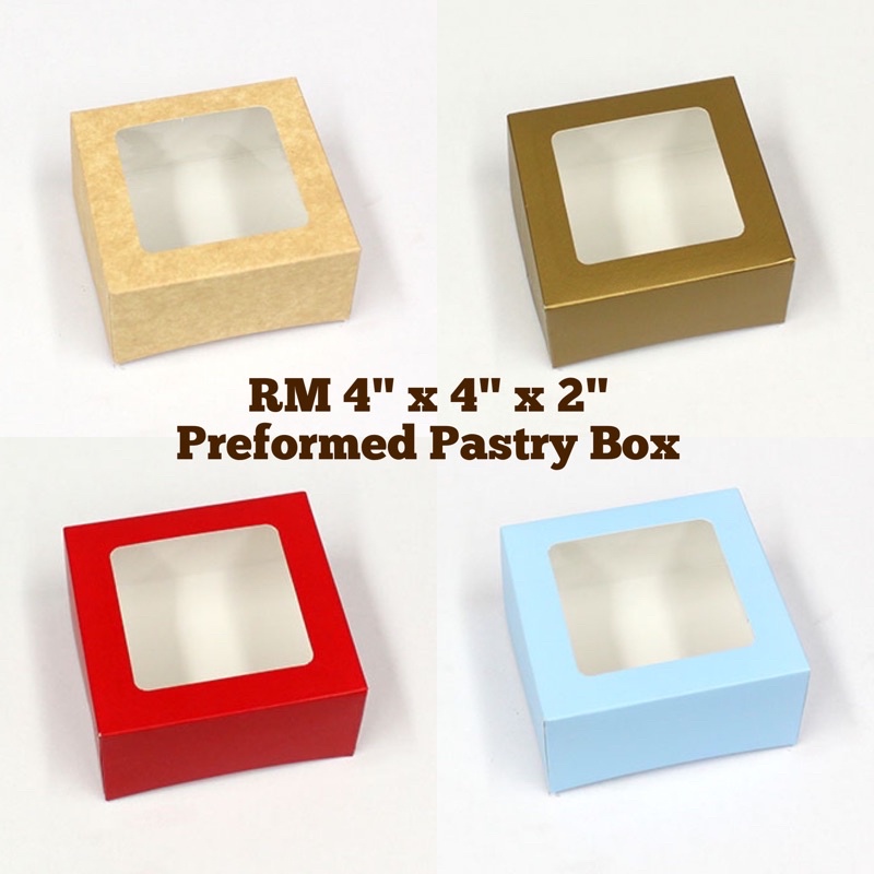 RM BOXES 4x4x2 Preformed Cake Pastry Cupcake Box ( 5 / 10 / 20 pcs per
