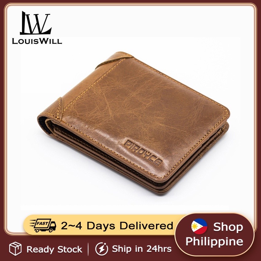 LouisWill Wallet Men Leather Foldable Wallet Coin Purse Wallets Coin