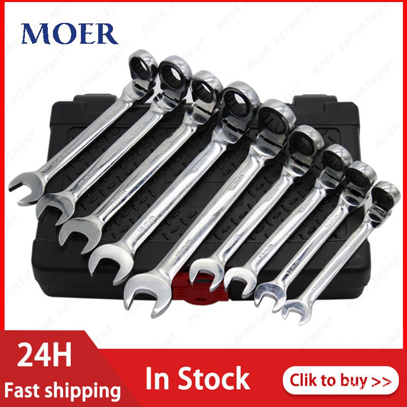 &620mm Metric FlexHead Ratcheting Wrench Set Professional Chrome Vanadium Steel Ratchet