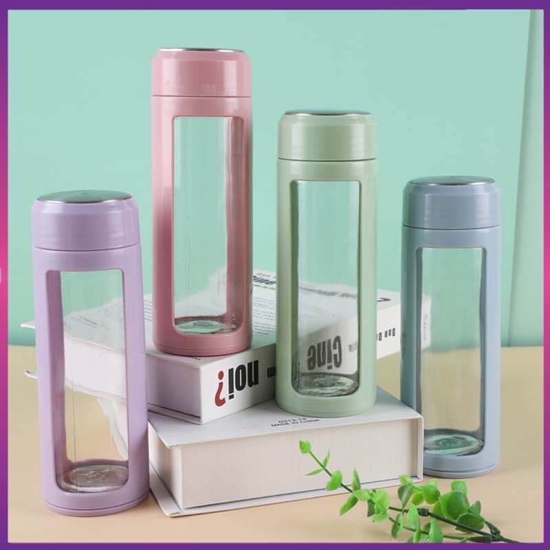 ZTM Cup Glass Bottle Creative Leakproof Water Cup With Plastic Proof