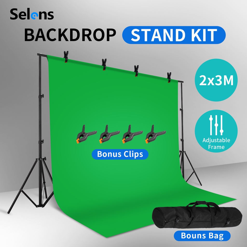 Selens Photography Backdrop Stand Kit 2x3M Adjustable Background ...