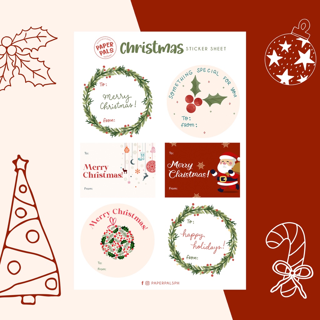 Christmas Sticker Sheet, Gift Tags, Stickers, Christmas, Gift Stickers ...