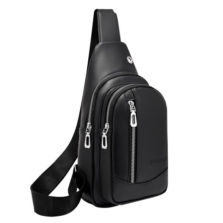Men's chest bag waterproof leather messenger bag shoulder bag outdoor