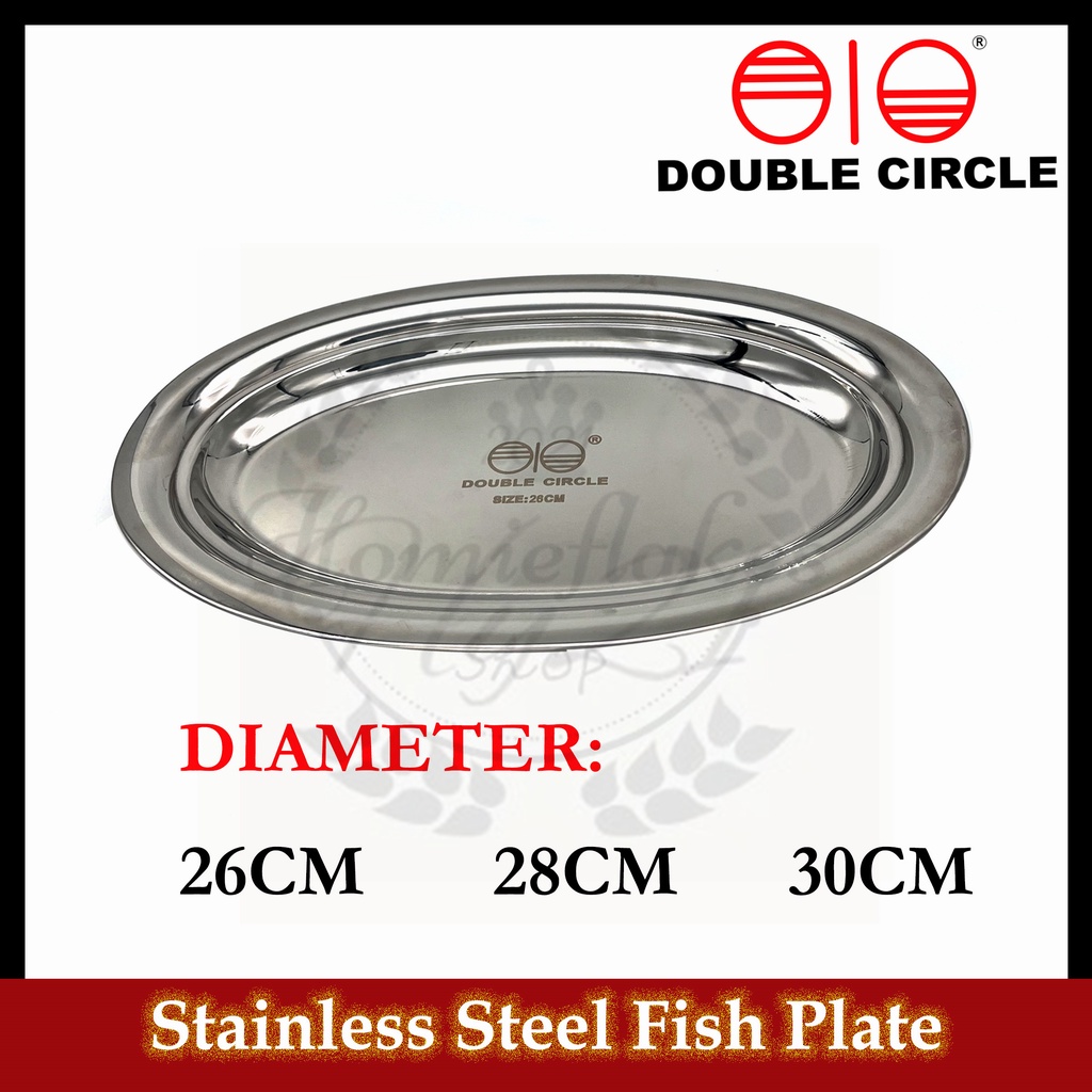 DOUBLE CIRCLE Stainless Steel Plate/Fish Plate/Oval Plate/Kitchen ...