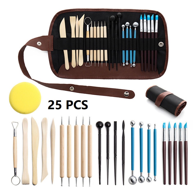 25pcs Clay Tools Sculpting Kit Sculpt Smoothing Wax Carving Pottery ...