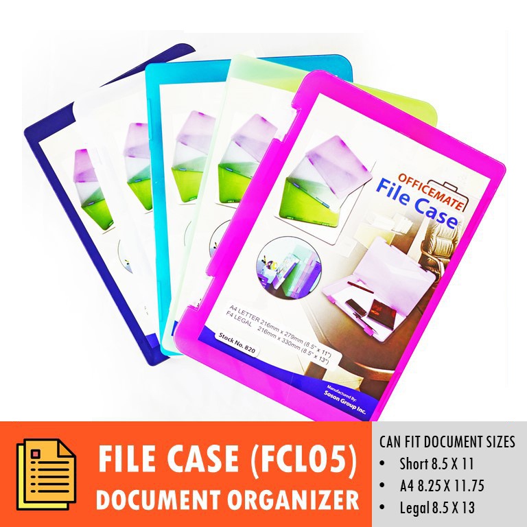 Officemate Plastic Folder File Case A4 Letter F4 Legal Paper Size