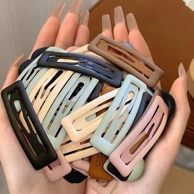 2pcs Matte Hair Clip Square Barrettes Ladies Metal Hair Pin Accessories