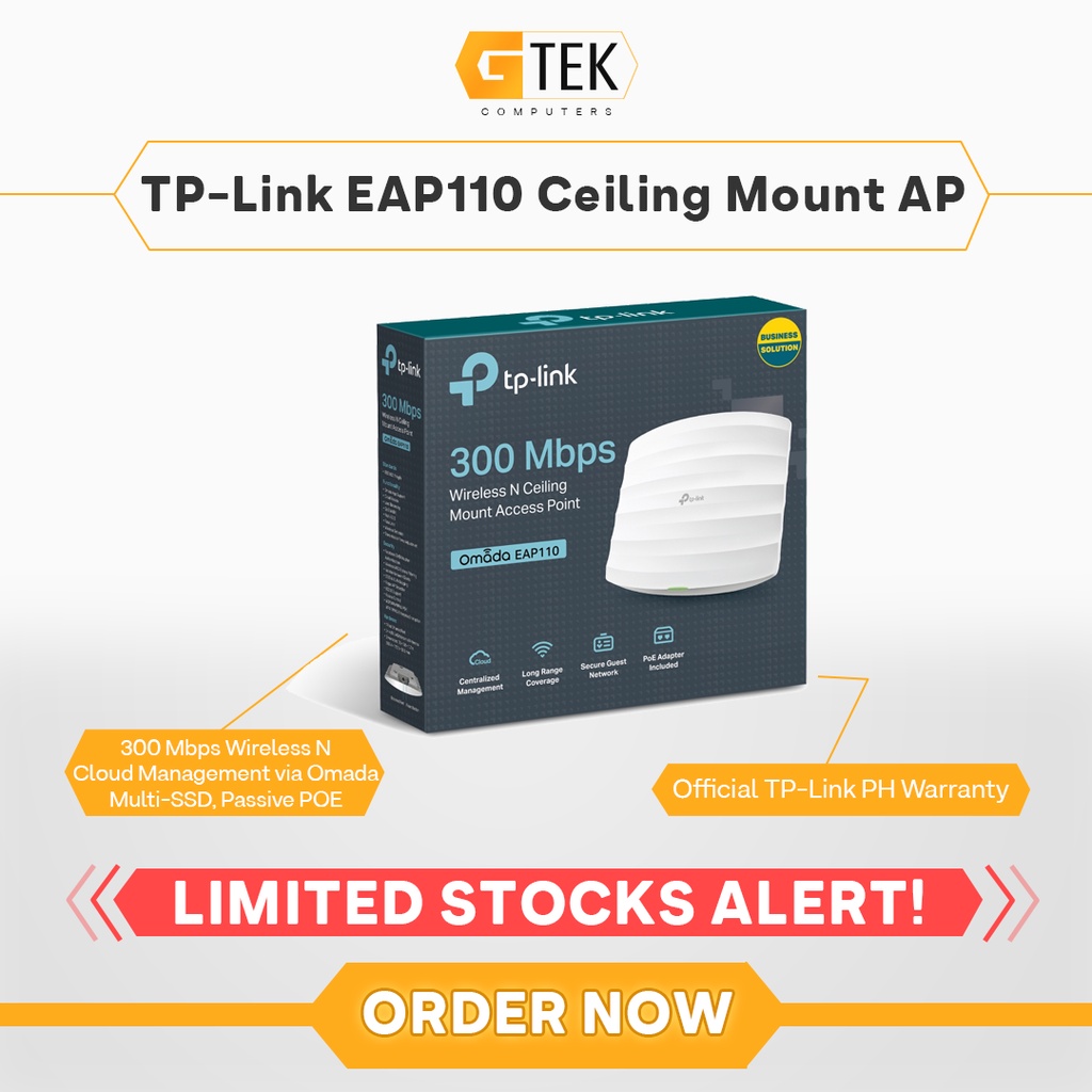 TPLink EAP110 N300 Wireless N Ceiling Mount Access Point Shopee
