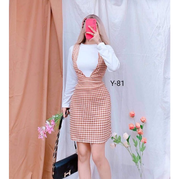 Jumper skirt with inner set Skirt with long sleeves inner terno Shopee Philippines