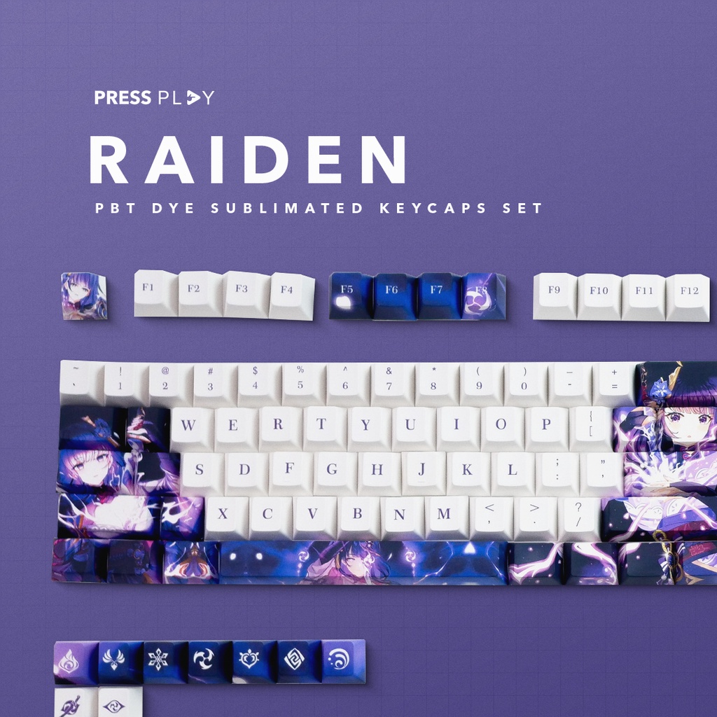 Genshin Impact RAIDEN SHOGUN PBT Dye Sub Keycaps Mechanical Keyboard ...