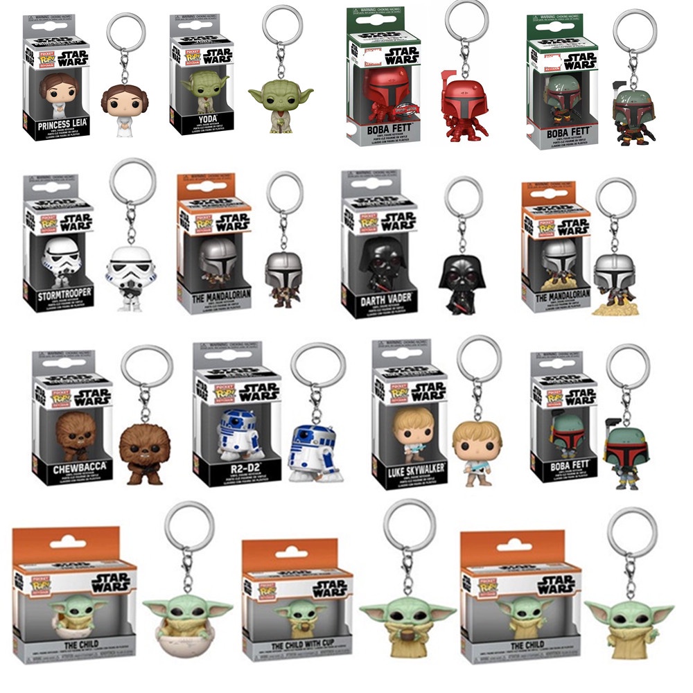 Set of 6 - Yoda, Darth Vader, top R2D2, Storm Trooper, Princess Leia, Luke Skywalker