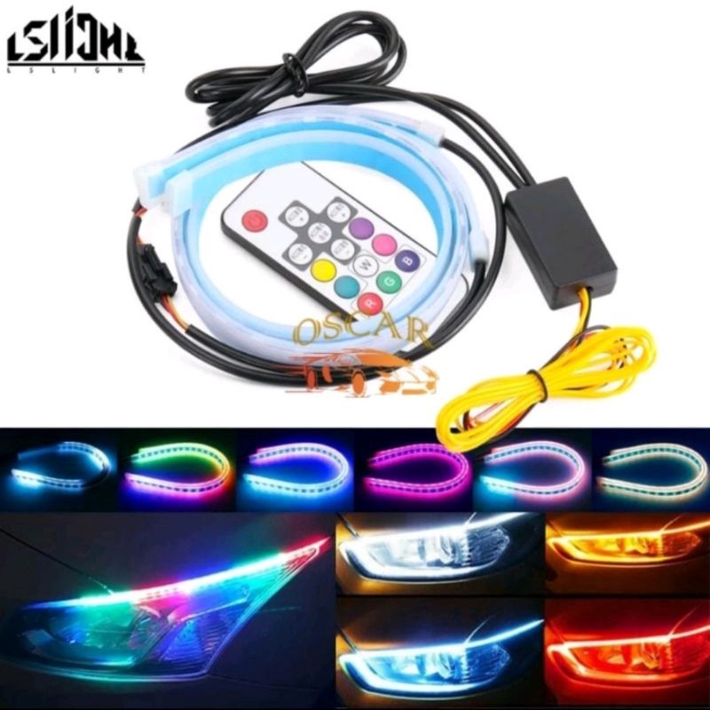 Remote Eyebrow Lights 8 Color Led DRL Slim 30cm RGB Remote Model ...