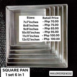 Square Baking Pan Aluminum per piece/per set (7x7,8x8,9x9,10x10,11x11,12x12)