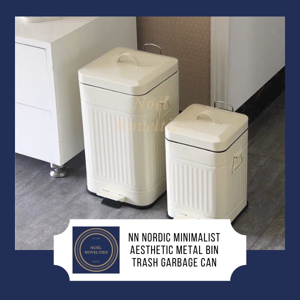 NN Nordic Minimalist Aesthetic Tall Living Room Kitchen Metal Trash Bin ...