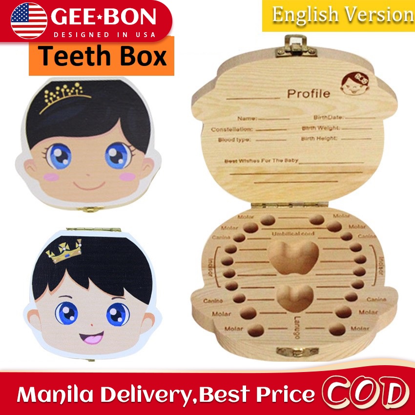 GEEBON Tooth Box Teeth Storage Wooden Umbilical Cord Case Memory Box ...