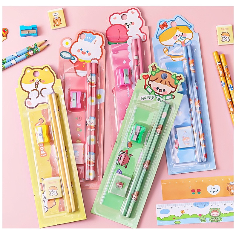 NEW 5 in 1 Stationary Set Children's Pencils Stationary School Supplies